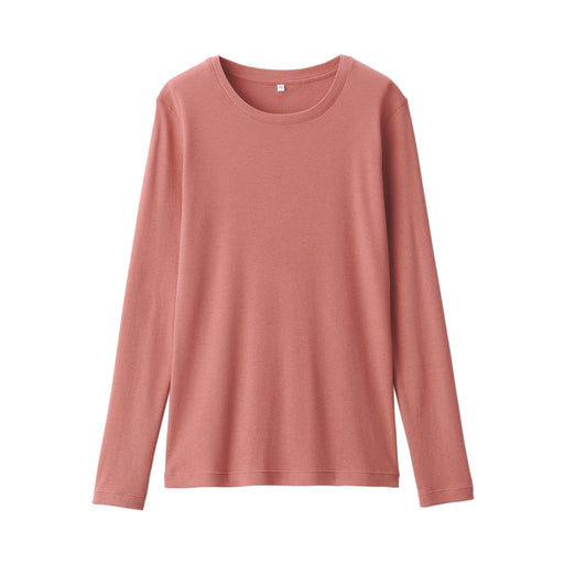 Women's Soy Fiber Blend Ribbed Crew Neck Long Sleeve T-Shirt Pink MUJI