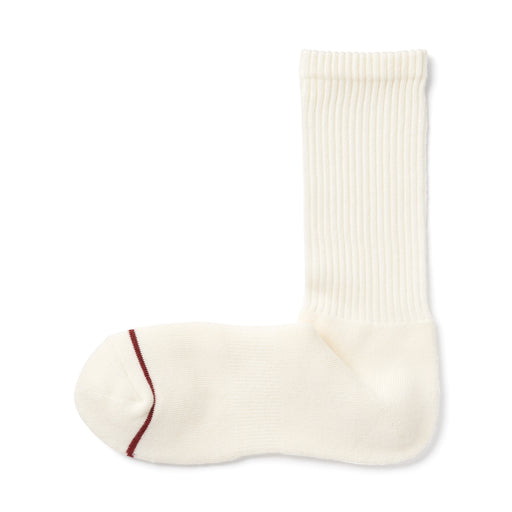 Right Angle Warm Cotton Blend Thick Crew Socks Off White MUJI