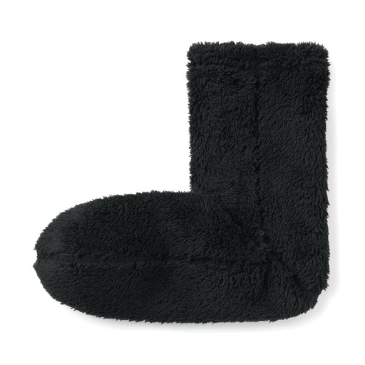 Right Angle Boa Fleece Cozy Socks Black MUJI