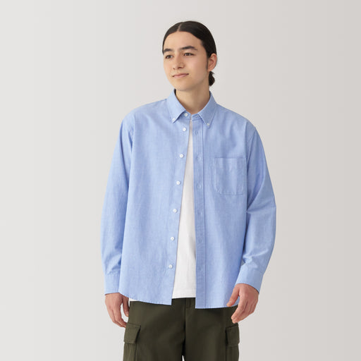 Men's Washed Oxford Button Down Long Sleeve Shirt MUJI