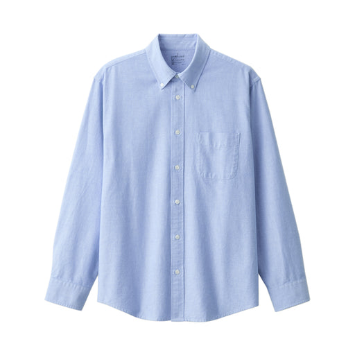 Men's Washed Oxford Button Down Long Sleeve Shirt Saxe Blue MUJI