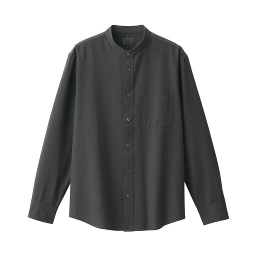 Men's Washed Oxford Stand Collar Long Sleeve Shirt Dark Gray MUJI