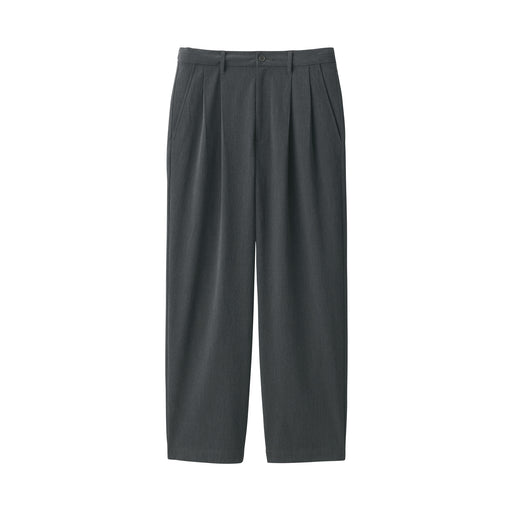 Men's Wrinkle-Resistant Darted Wide Easy Pants Charcoal Grey MUJI