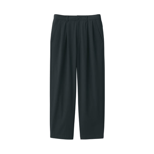 Men's Wrinkle-Resistant Darted Wide Easy Pants Black MUJI