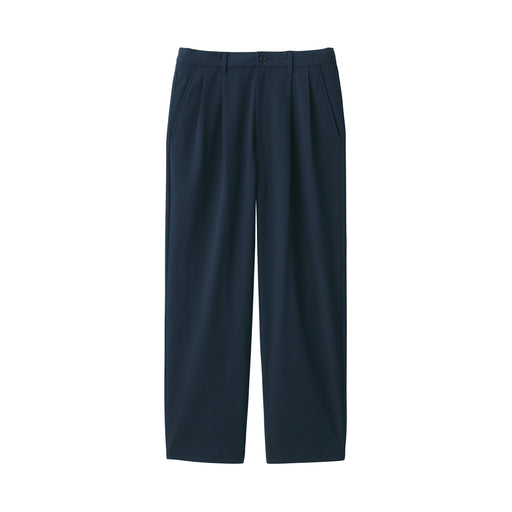 Men's Wrinkle-Resistant Darted Wide Easy Pants Dark Navy MUJI