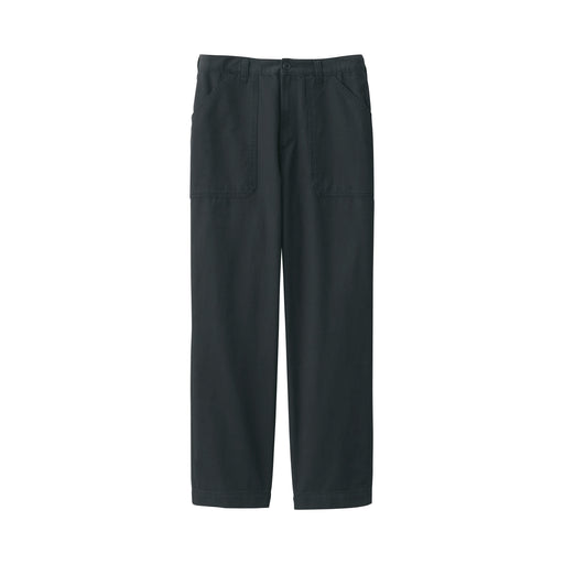 Men's Washed Herringbone Baker Trousers Black MUJI