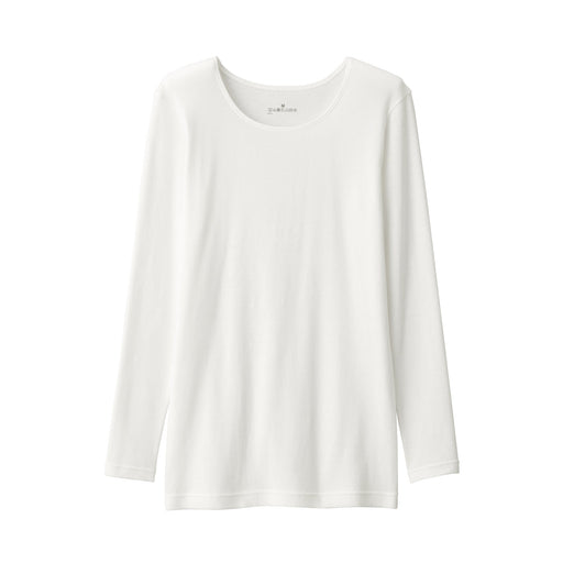 Women's Warm Cotton Crew Neck Long Sleeve T-Shirt Off White MUJI