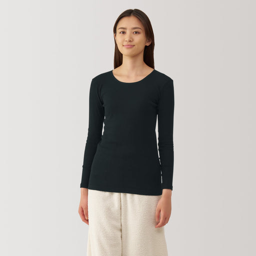 Women's Warm Cotton Crew Neck Long Sleeve T-Shirt MUJI