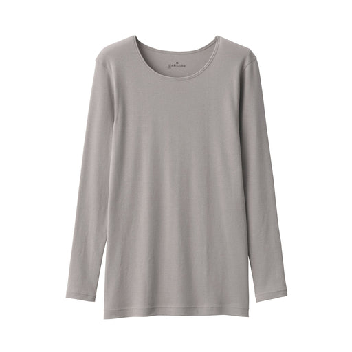 Women's Warm Cotton Crew Neck Long Sleeve T-Shirt Grayish Brown MUJI