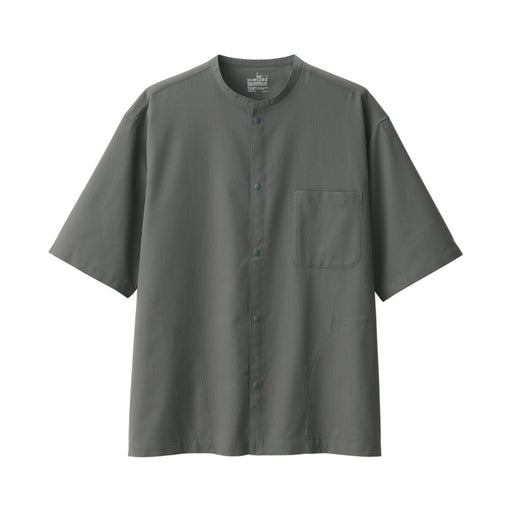 Men's Breathable Half Sleeve Collar Shirt Medium Gray MUJI