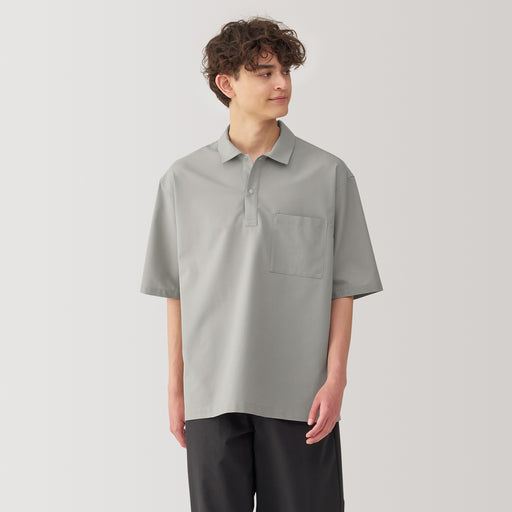 Men's Breathable Wide Half Sleeve Woven Polo Shirt MUJI