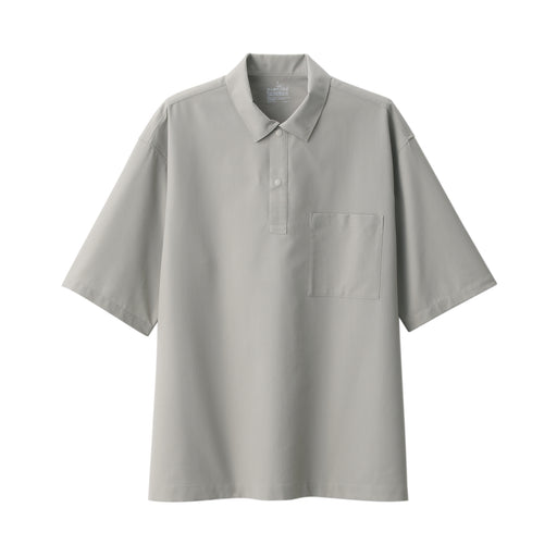 Men's Breathable Wide Half Sleeve Woven Polo Shirt Gray MUJI