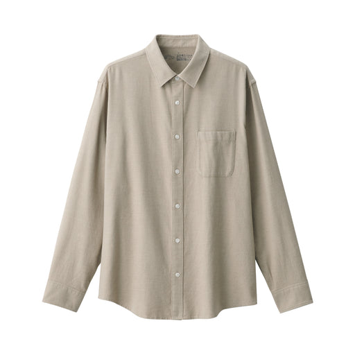 Men's Flannel Long Sleeve Shirt Sand Beige MUJI