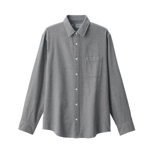 Men's Reclaimed Cotton Blend Flannel Long Sleeve Shirt Gray MUJI