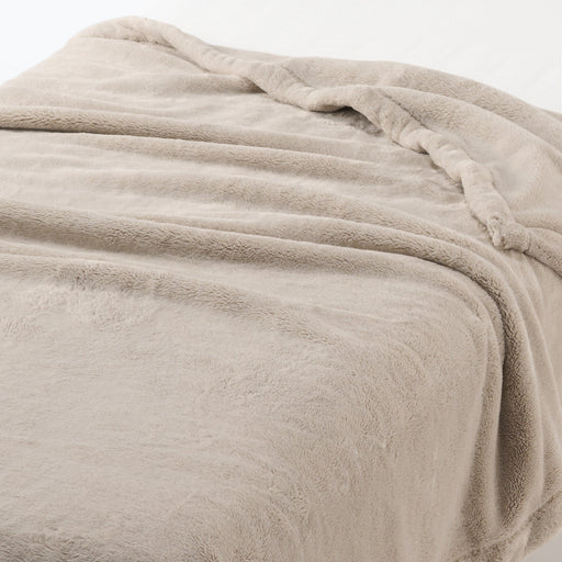 Recycled Polyester Warm Fiber Thick Blanket Light Beige MUJI