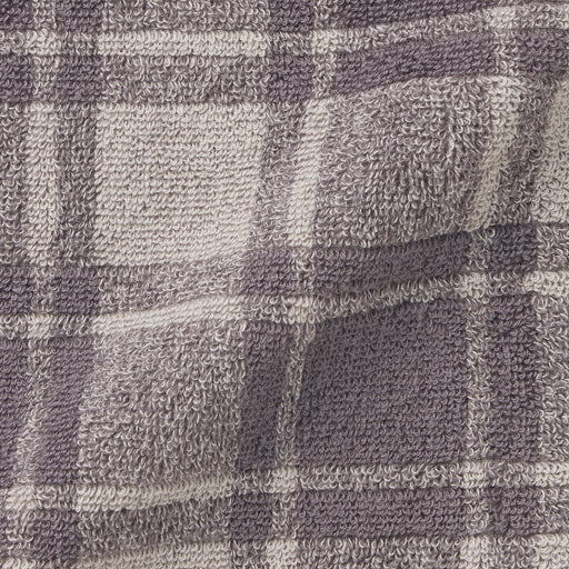 Twin Pile Patterned Face Towel Dark Gray Check MUJI