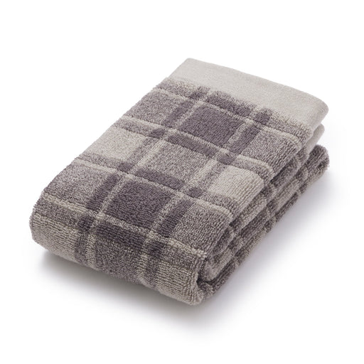 Twin Pile Patterned Face Towel Dark Gray Check MUJI