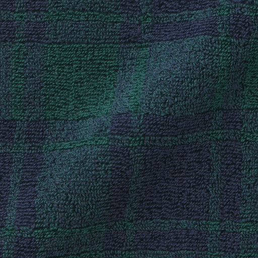 Twin Pile Patterned Bath Towel Dark Green Check MUJI