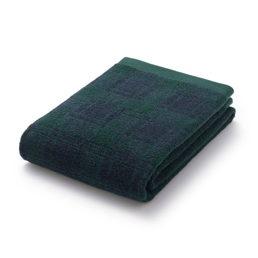 Twin Pile Patterned Bath Towel Dark Green Check MUJI