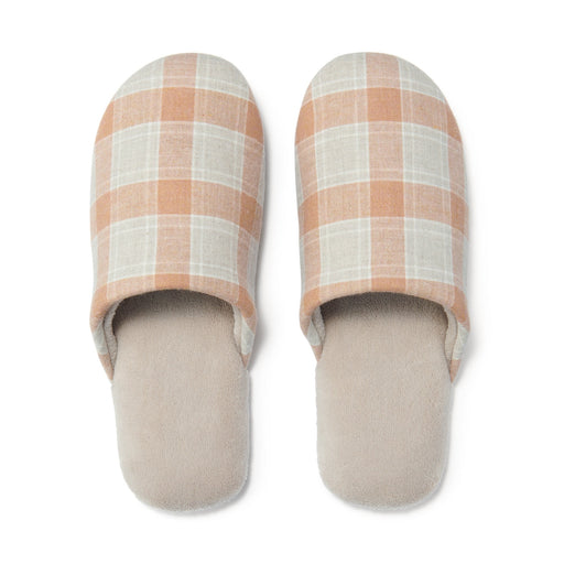 Flannel Slippers Smoky Pink Check MUJI