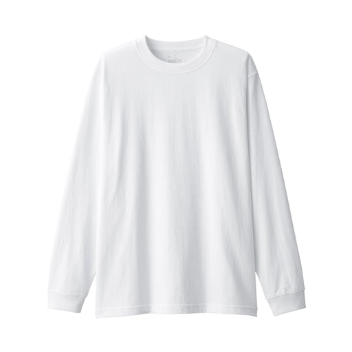 Men's Washed Heavy Weight Crew Neck Long Sleeve T-Shirt White MUJI