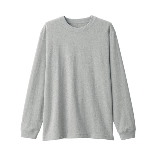 Men's Washed Heavy Weight Crew Neck Long Sleeve T-Shirt Gray MUJI