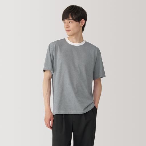 Men's Jersey Crew Neck Short Sleeve Striped T-Shirt MUJI