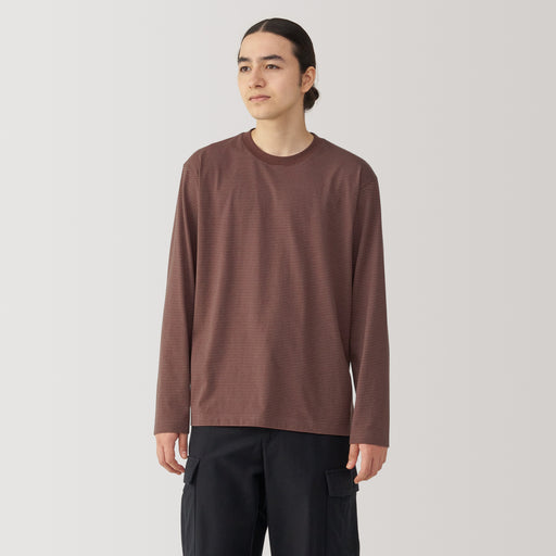 Men's Jersey Crew Neck Long Sleeve Striped T-Shirt MUJI