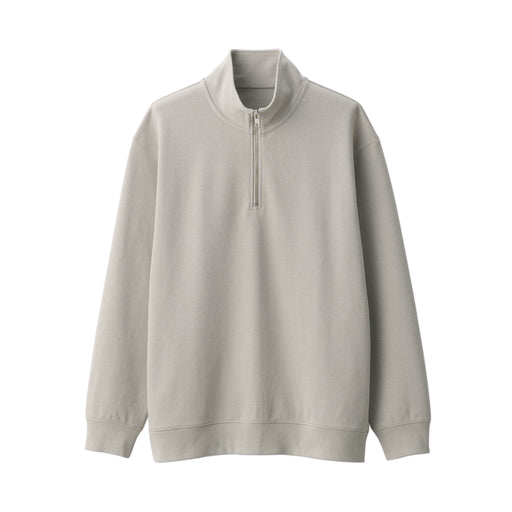 Men's Double Knitted Half Zip Pullover Gray MUJI