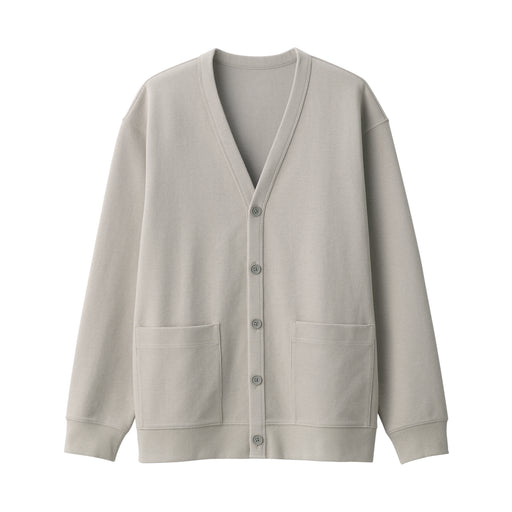 Men's Double Knitted V Neck Cardigan Gray MUJI