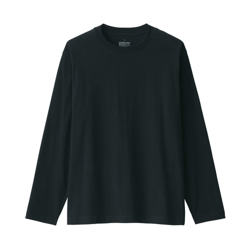 Men's Brushed Crew Neck Long Sleeve T-Shirt Black MUJI