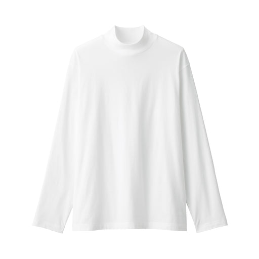 Men's Brushed High Neck Long Sleeve T-Shirt White MUJI