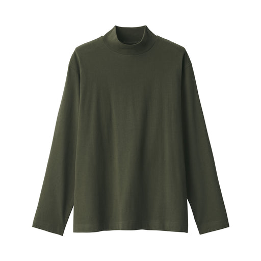 Men's Brushed High Neck Long Sleeve T-Shirt Dark Green MUJI