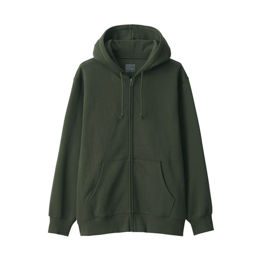 Men's Sweatshirt Full Zip Hoodie Dark Green MUJI