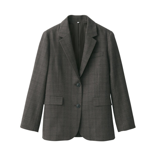 Women's Patterned Brushed Tailored Jacket Gray Pattern MUJI