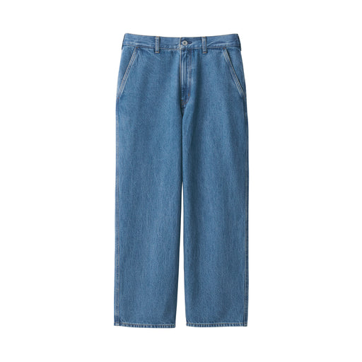 Men's Kapok Blend Denim Wide Pants Blue MUJI