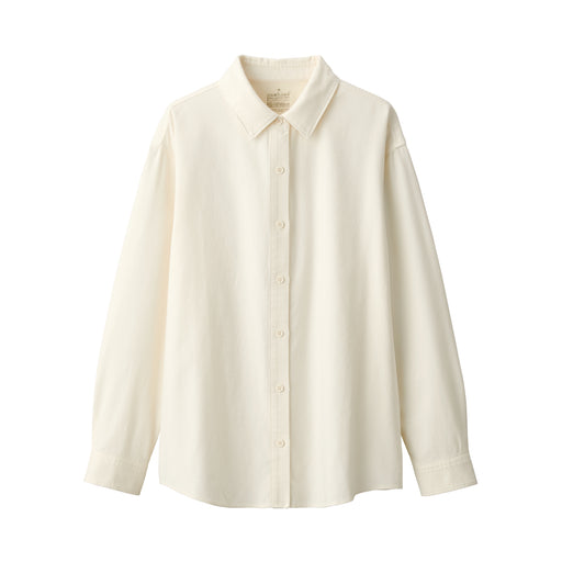 Women's Flannel Regular Collar Long Sleeve Shirt Off White MUJI