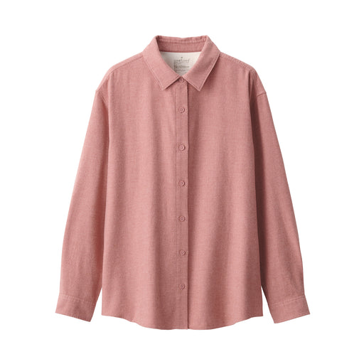 Women's Flannel Regular Collar Long Sleeve Shirt Smoky Pink MUJI