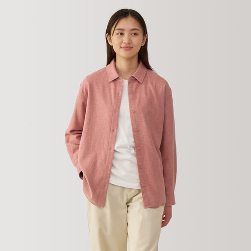 Women's Flannel Regular Collar Long Sleeve Shirt MUJI