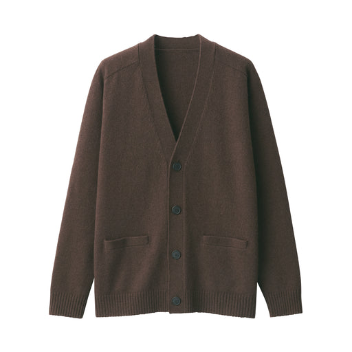 Men's Yak Wool V Neck Cardigan Brown MUJI