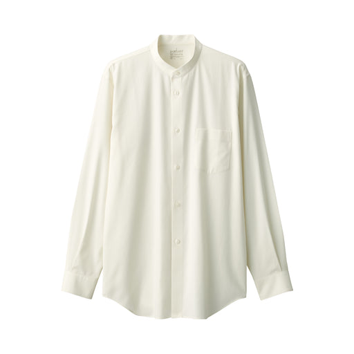 Men's Non-Iron Stand Collar Shirt Off White MUJI