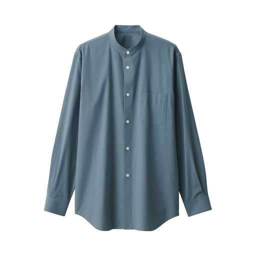 Men's Non-Iron Stand Collar Shirt Smoky Blue MUJI