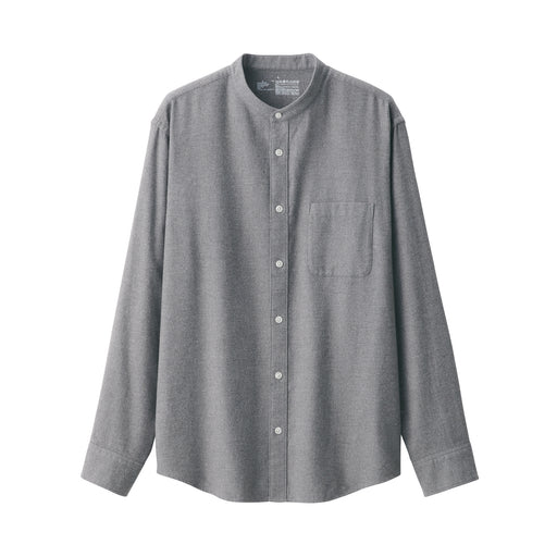 Men's Flannel Stand Collar Long Sleeve Shirt Gray MUJI