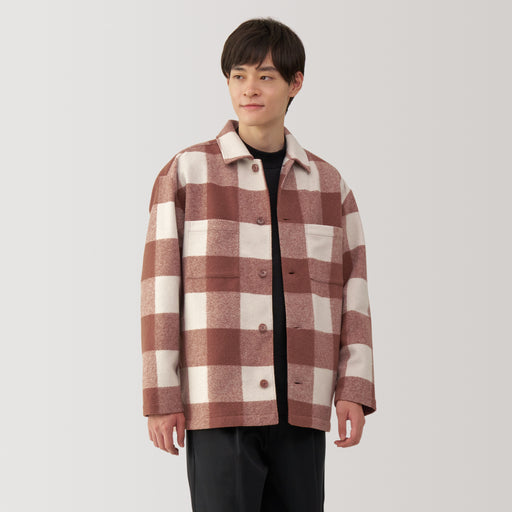 Men's Brushed Stretch Checkered Shirt Jacket MUJI