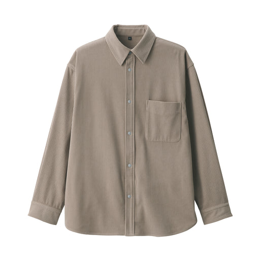 Men's Knit Corduroy Shirt Jacket Beige MUJI