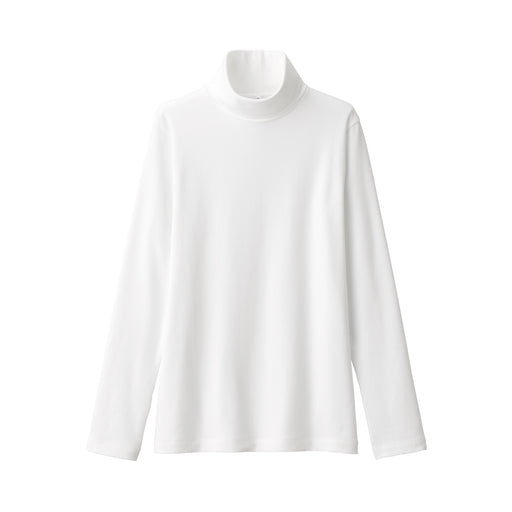 Women's Brushed Ribbed Turtleneck Long Sleeve T-Shirt White MUJI