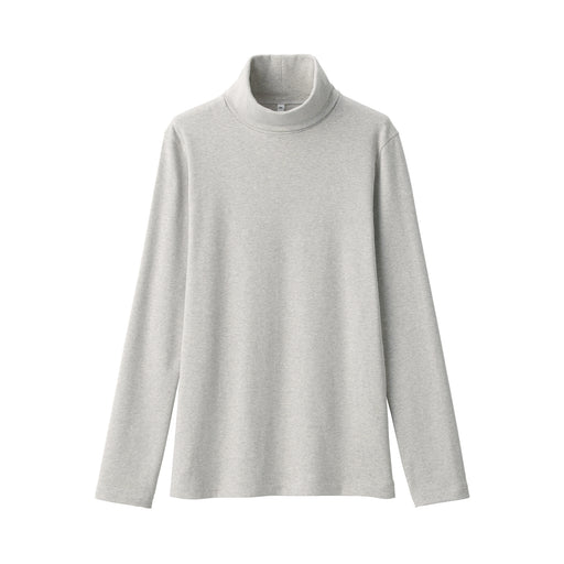 Women's Brushed Ribbed Turtleneck Long Sleeve T-Shirt Light Gray MUJI