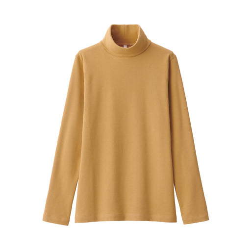 Women's Brushed Ribbed Turtleneck Long Sleeve T-Shirt Mustard MUJI