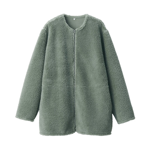 Women's Boa Fleece Coat Light Green MUJI