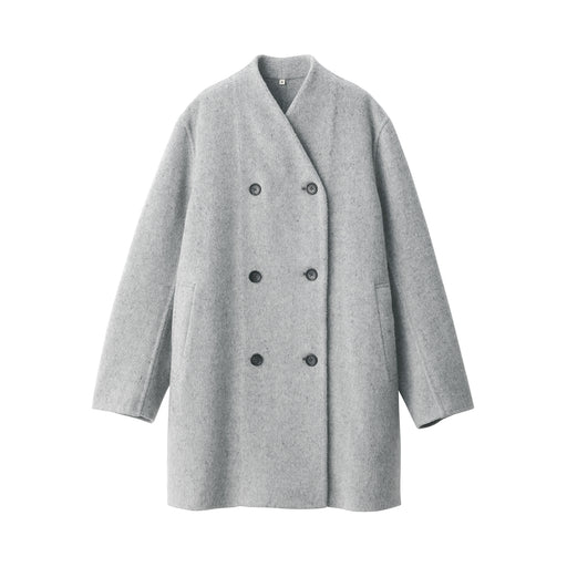 Labo Women's Cashmere Mix Collarless Coat Light Gray MUJI